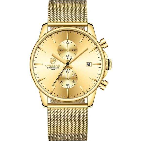 Mens Watch Fashion Sleek Minimalist Quartz Analog Mesh Stainless